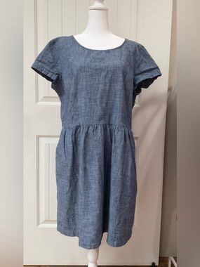 Gap Blue Raglan 100% Cotton Short Sleeve Sundress Mini Swing Casual Dress Sz 18